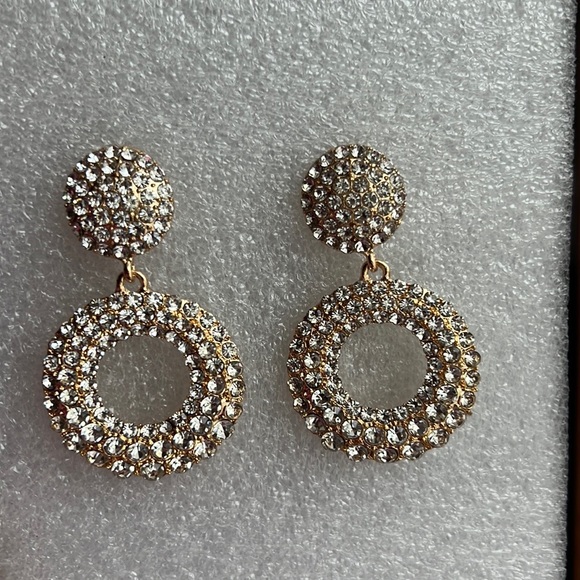 Rhinestone Long Drop Earrings - Picture 3 of 6